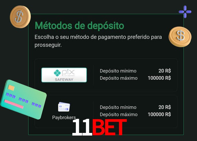 O cassino 11Bet oferece uma grande variedade de métodos de pagamento